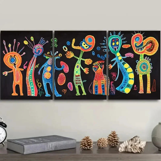 3pcs Surreal Character Graffiti  Metal Print Ready to Hang Art