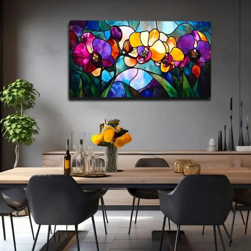 Orchid Through Little Colorful Wall Art Canvas Office Home Room Framed 80x45cm