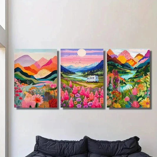 3pcs Gorgeous lakes and mountains, landscape  Wall Art Set Canvas Framed 40x60cm - High Quality Print 100% Australian Made Wall Canvas Ready to Hang