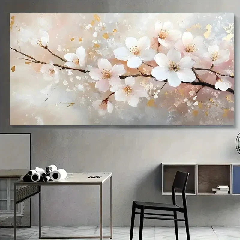 Abstract Pink Plum Blossom wall canvas office home room framed 120x60cm
