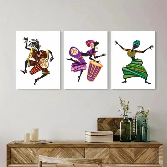 3pcs Traditional Instruments Colorful Dance Metal Print Ready to Hang Art