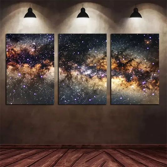 3pcs Panoramic View of The Milky Way Galaxy Canvas Framed 40x60cm - High Quality Print 100% Australian Made Wall Canvas Ready to Hang