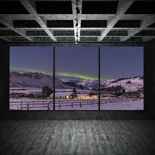 3pcs Northern Lights Aurora Borealis Metal Print Ready to Hang Art