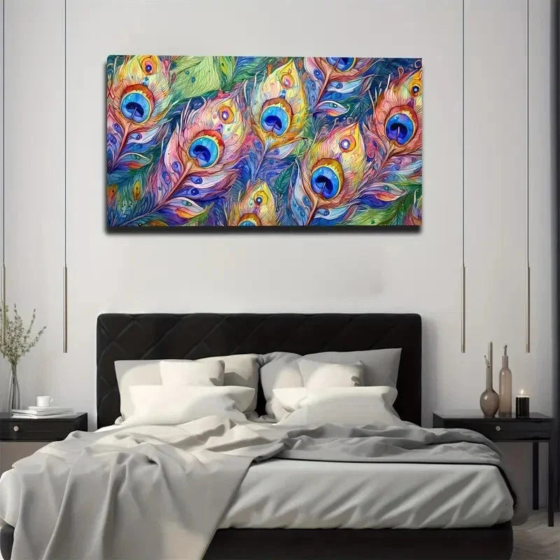Style Peacock Coat Wall Art Canvas Office Home Room Framed 80x45cm