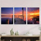 3pcs Sunset Dock Triptych Paintings Wall Art Set Canvas Framed 40x60cm - High Quality Print 100% Australian Made Wall Canvas Ready to Hang
