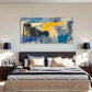 Abstract Yellow & Blue Modern Wall Art Canvas Office Home Room Framed 120x60cm