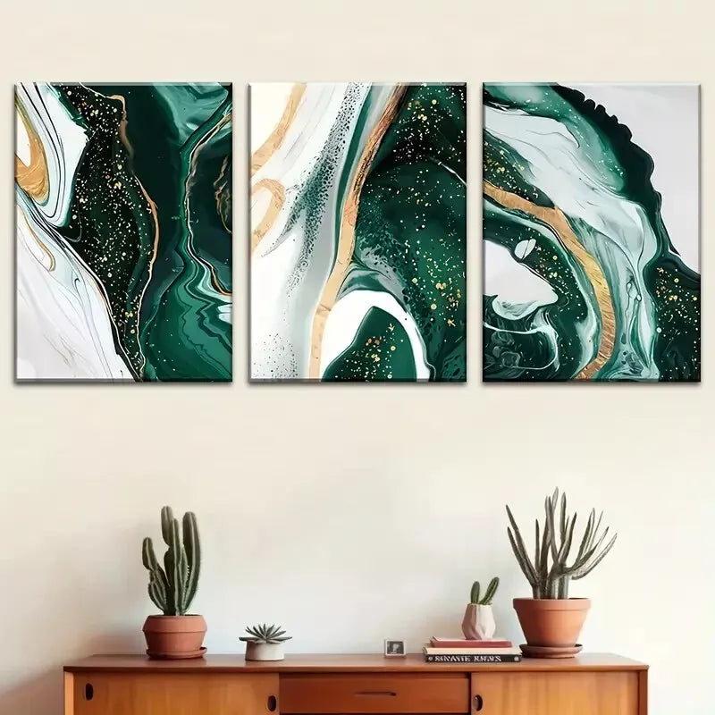 3pcs  Marble Patterned Abstract Ink Wall Art Set Canvas Framed 40x60cm - High Quality Print 100% Australian Made Wall Canvas Ready to Hang