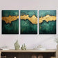 3pcs Abstract Green & Golden Texture Modern Metal Print Ready to Hang Art