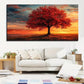Vibrant Red Sunset Tree wall canvas office home room framed 120x60cm