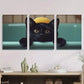 3pcs Black Cat Stunning Golden Eyes Metal Print Ready to Hang Art