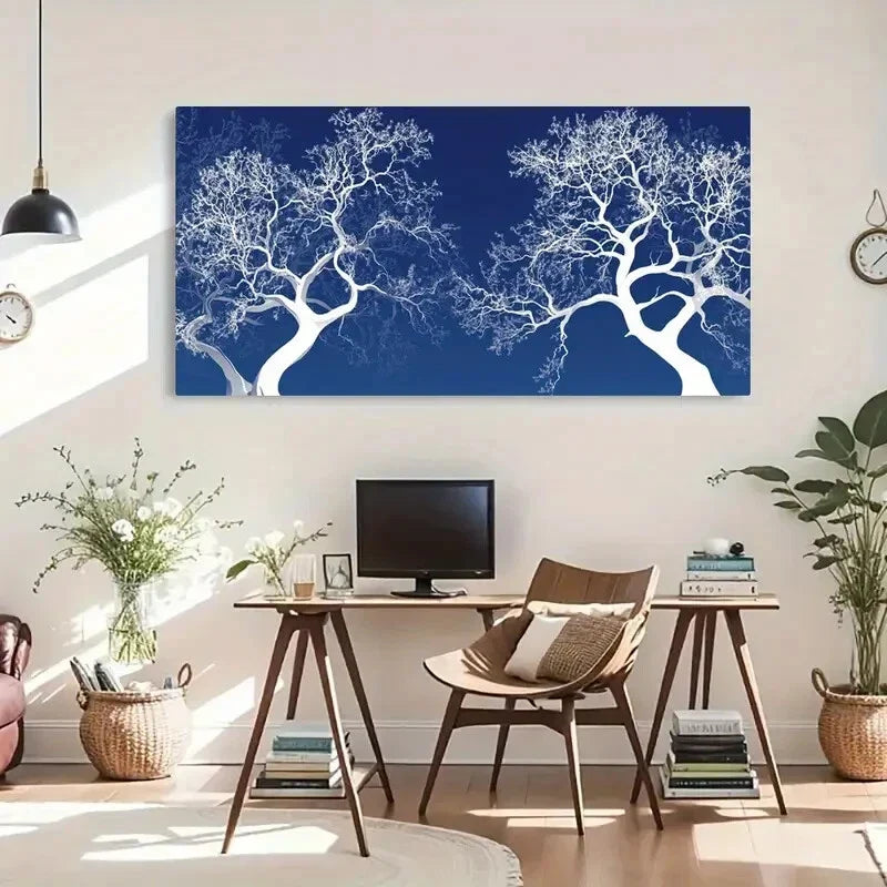 Nature Design Minimalist Branch Wall Art Canvas Office Home Room Framed 80x45cm