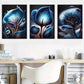 3pcs Modern Dark Blue Fantasy Flowers Abstract   Wall Art Set Canvas Framed 40x60cm - High Quality Print 100% Australian Made Wall Canvas Ready to Hang
