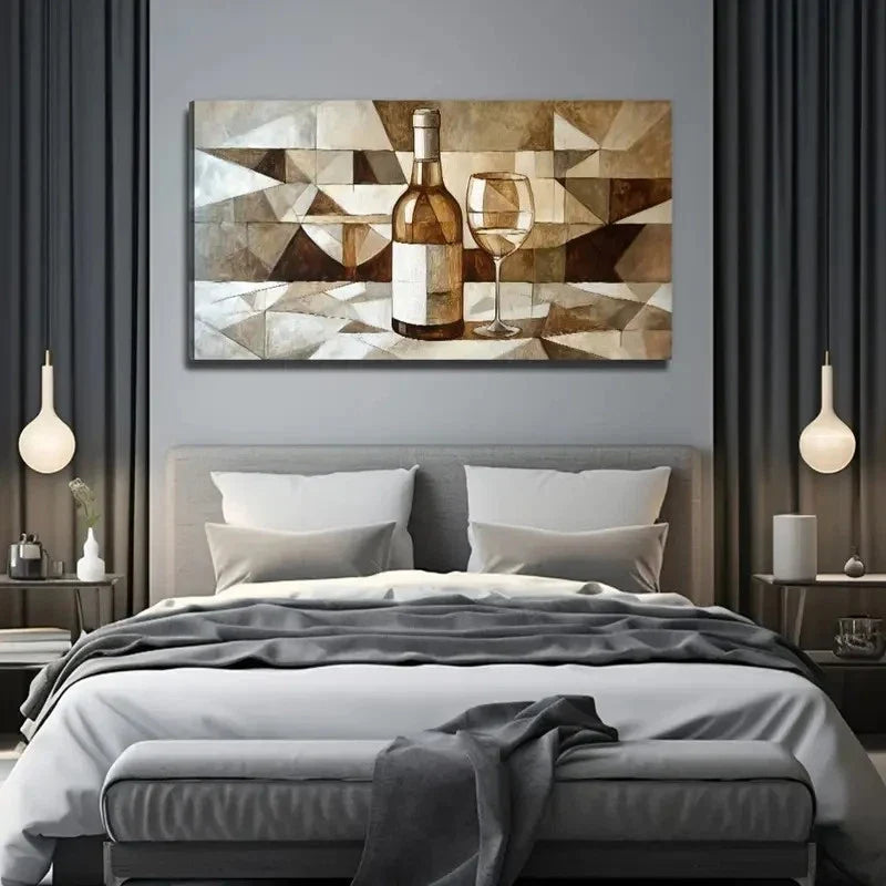 Abstract Wine Perfect Wall Art Canvas Office Home Room Framed 120x60cm