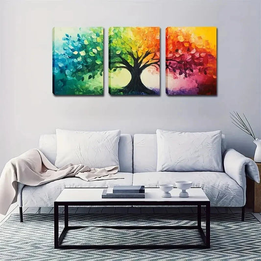 3pcs Colorful Tree Landscape Painting Wall Art Set Canvas Framed 40x60cm - High Quality Print 100% Australian Made Wall Canvas Ready to Hang
