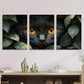 3pcs Black Cat with Green Leaves Metal Print Ready to Hang Art