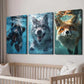 3pcs Swimming Underwater Black Panther Wolf Fox Wall Art Set Canvas Framed 40x60cm - High Quality Print 100% Australian Made Wall Canvas Ready to Hang