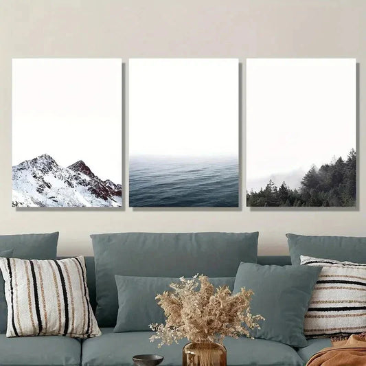3pcs   simple Nordic mountain prints  Metal Print Ready to Hang Art