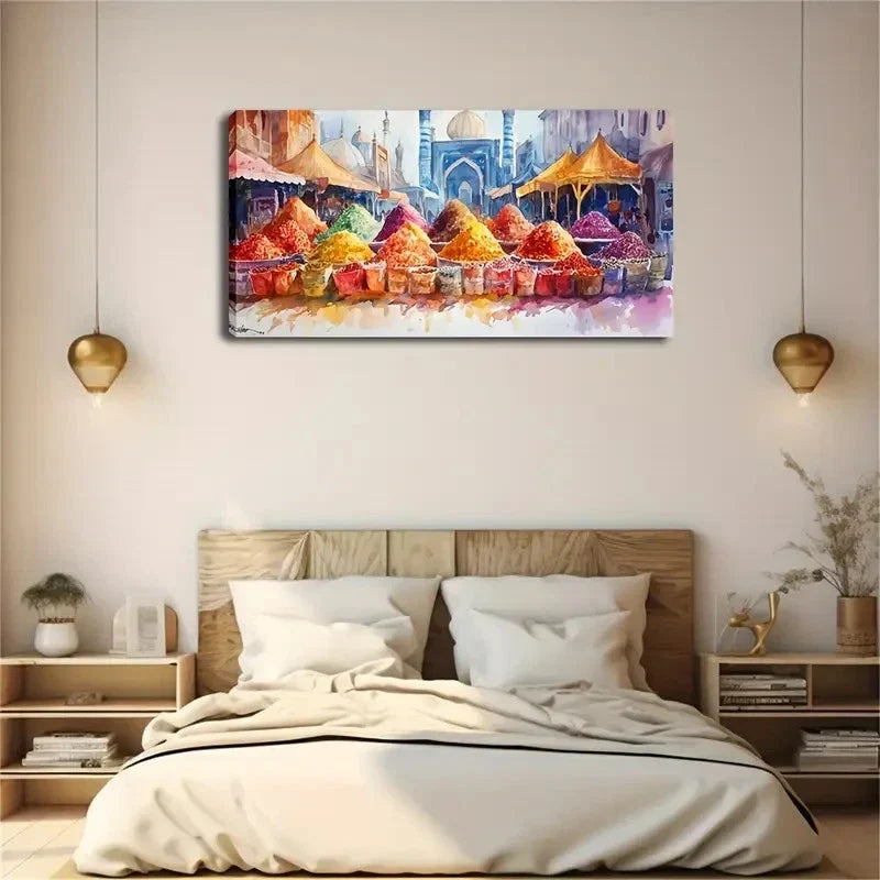 Colorful Rice Grains Piled Wall Art Canvas Office Home Room Framed 80x45cm