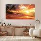 Sunset Coast Vibrant Beach wall canvas office home room framed 120x60cm