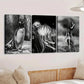 3pcs Vintage Black Animal Penguin Jellyfish Dark Wall Art Set Canvas Framed 40x60cm - High Quality Print 100% Australian Made Wall Canvas Ready to Hang