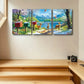 3pcs Springtime Nature Scene with Deer & Birds Metal Print Ready to Hang Art