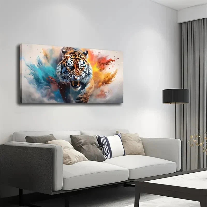 Tigers On The Hunt Show The Wall Art Canvas Office Home Room Framed 120x60cm