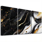 3pcs Black And Gold Aesthetic Veins Marble Wall Art Set Canvas Framed 40x60cm - High Quality Print 100% Australian Made Wall Canvas Ready to Hang