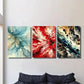 3pcs Blue Red and Black Color with Lots of Bubble Metal Print Ready to Hang Art