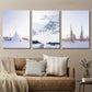 3pcs White Tepee Tent Covered Snow Hills Metal Print Ready to Hang Art