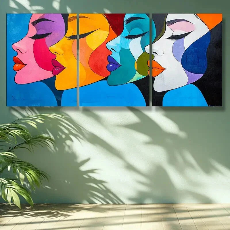 3pcs The girl in makeup Art Painting Metal Print Ready to Hang Art