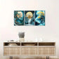3pcs Golden Tree and Moon, Golden Moon Metal Print Ready to Hang Art