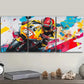 3pcs Superbike Rider Vibrant Orange Yellow Scene Metal Print Ready to Hang Art