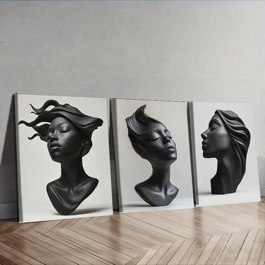3pcs Matte Luxurious Classic Modern Sculptures Wall Art Set Canvas Framed 40x60cm - High Quality Print 100% Australian Made Wall Canvas Ready to Hang
