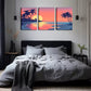 3pcs Romantic Palm Trees & Ocean View  Wall Art Set Canvas Framed 40x60cm - High Quality Print 100% Australian Made Wall Canvas Ready to Hang