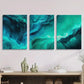 3pcs Blue green water pattern abstract Metal Print Ready to Hang Art