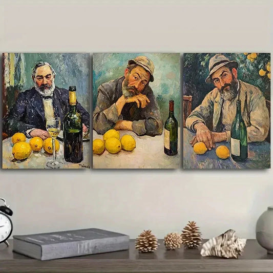 3pcs  Drunk man Art Painting  Metal Print Ready to Hang Art