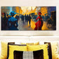 3pcs  People in the Market Art Painting Metal Print Ready to Hang Art