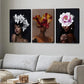 3pcs Fashion Portraits Floral Headpieces Black Wall Art Set Canvas Framed 40x60cm - High Quality Print 100% Australian Made Wall Canvas Ready to Hang