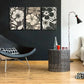 3pcs Abstract Flowers And Plants Stylish Black Metal Print Ready to Hang Art