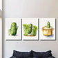 3pcs Cartoon Style Decoration, Minimalism, Pickle Metal Print Ready to Hang Art