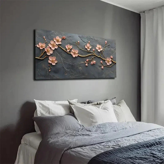 Modern Pink Cherry Blossoms Wall Art canvas office home room framed 120x60cm