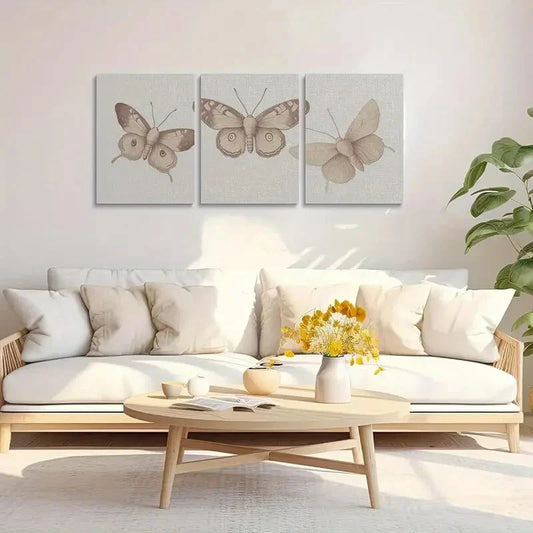 3pcs Vintage Moth Metal Print Ready to Hang Art