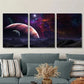 3pcs Universe planet starry sky, space Metal Print Ready to Hang Art