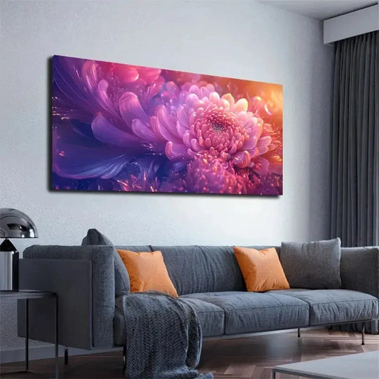 Crystal Clear Flower Wall Art canvas office home room framed 120x60cm