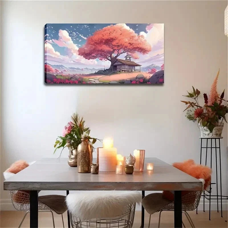 Vibrant Orange-Red Blossoms Wall Art Canvas Office Home Room Framed 120x60cm