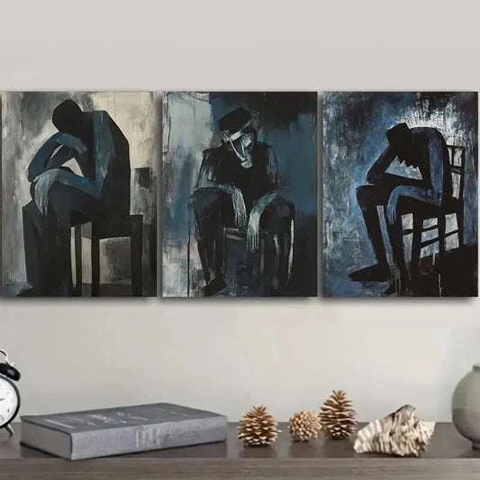 3pcs Decadent for Man Design, Black and White Metal Print Ready to Hang Art