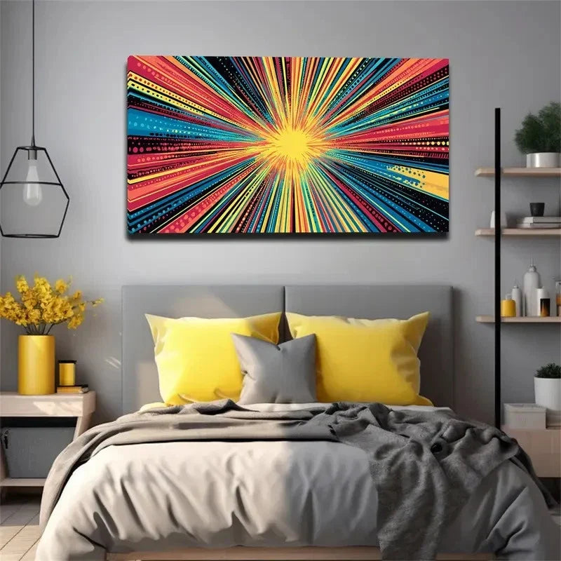 Colorful Line Abstract Lands Wall Art Canvas Office Home Room Framed 120x60cm