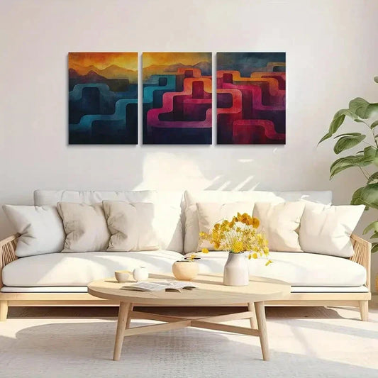 3pcs Colorful Geometric Shapes Metal Print Ready to Hang Art