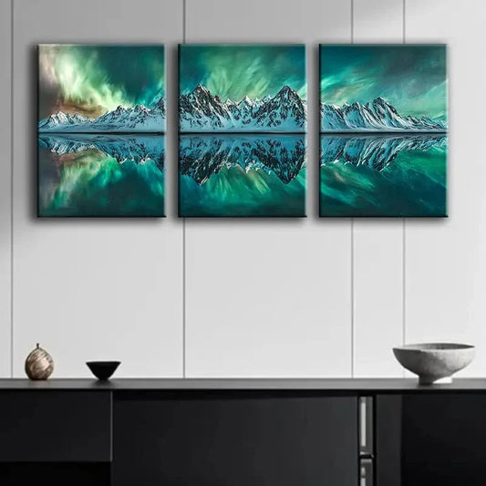3pcs Northern Lights & Aurora Borealis Metal Print Ready to Hang Art