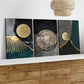 3pcs Abstract Art Tree Rings Modern Golden Blue Wall Art Set Canvas Framed 40x60cm - High Quality Print 100% Australian Made Wall Canvas Ready to Hang